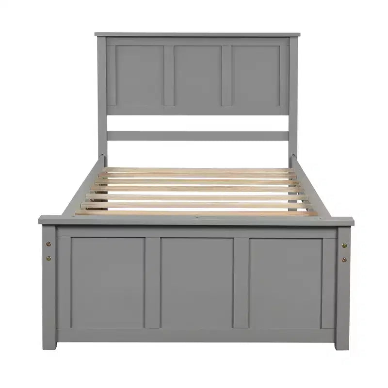 Letto a piattaforma singolo grigio con letto estraibile, per 2 persone