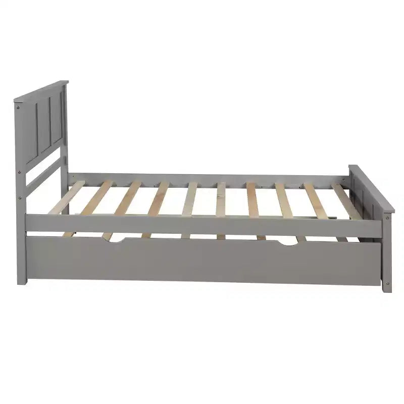 Letto a piattaforma singolo grigio con letto estraibile, per 2 persone