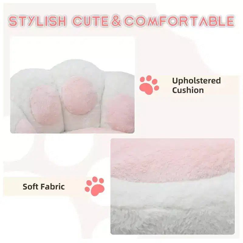 Sedia da toilette girevole in pile Teddy con zampa di gatto – Nero/Bianco, Posto singolo, Altezza regolabile