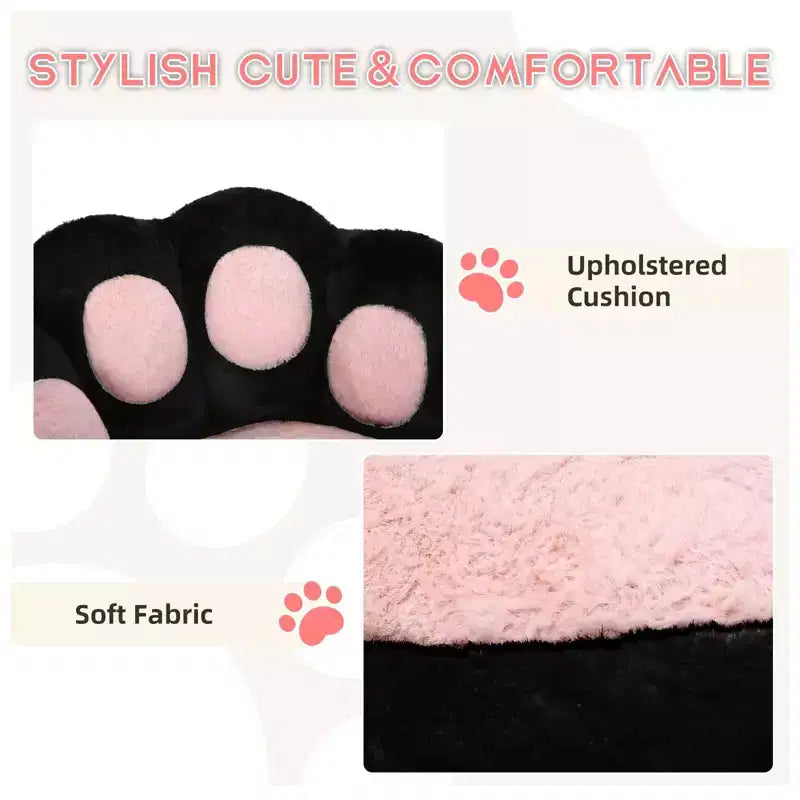 Sedia da toilette girevole in pile Teddy con zampa di gatto – Nero/Bianco, Posto singolo, Altezza regolabile
