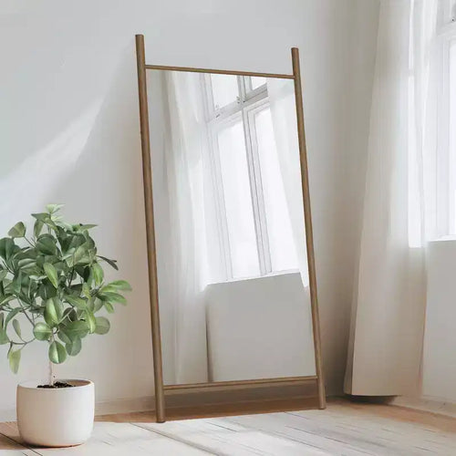Dovelina Wood Frame Rectangle Full Length Mirror Leaning Mirror