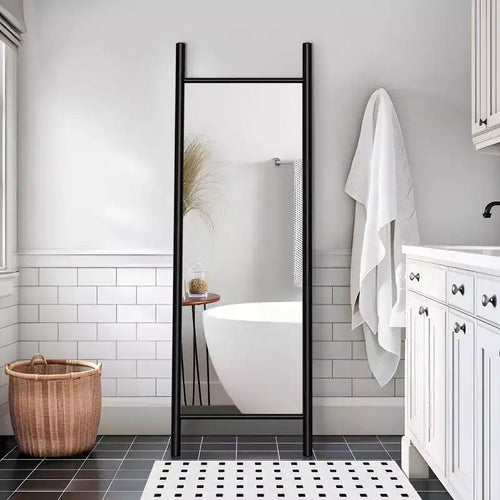 Specchio intero a figura intera con cornice in legno nero/marrone – Singola persona – 64×21 / 71×31 in