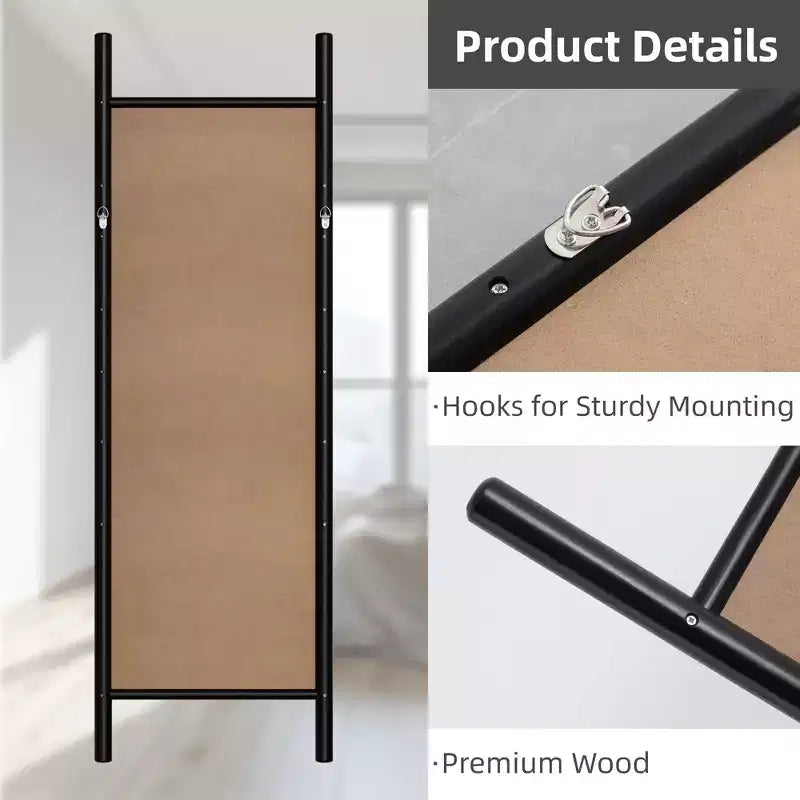 Specchio intero a figura intera con cornice in legno nero/marrone – Singola persona – 64×21 / 71×31 in