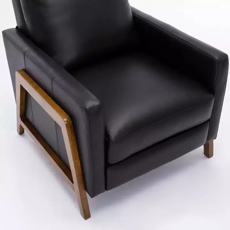 Poltrona reclinabile in pelle pressata nera/caramello, singola