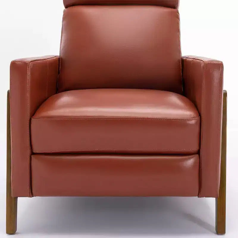 Poltrona reclinabile in pelle pressata nera/caramello, singola