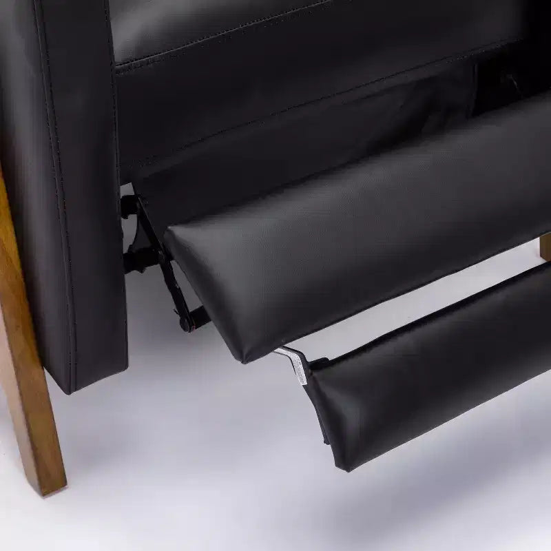 Poltrona reclinabile in pelle pressata nera/caramello, singola