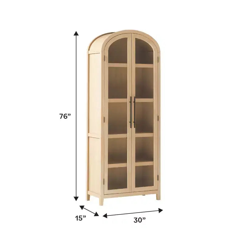 Libreria con armadietto ad arco da 193 cm, 5 ripiani, singolo, nera/quercia costiera