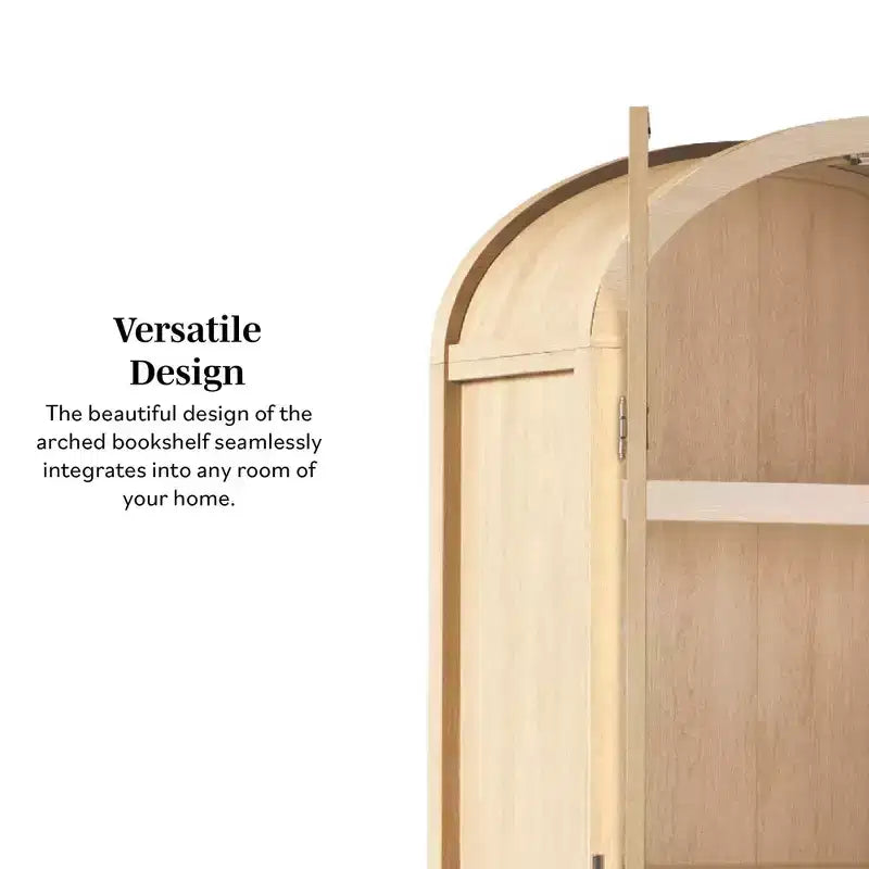 Libreria con armadietto ad arco da 193 cm, 5 ripiani, singolo, nera/quercia costiera