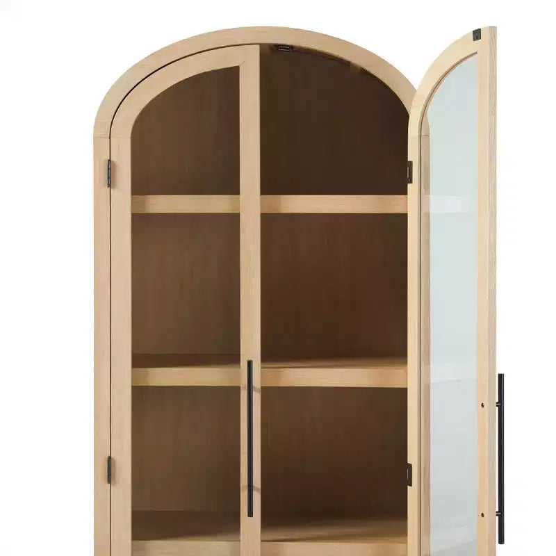 Libreria con armadietto ad arco da 193 cm, 5 ripiani, singolo, nera/quercia costiera