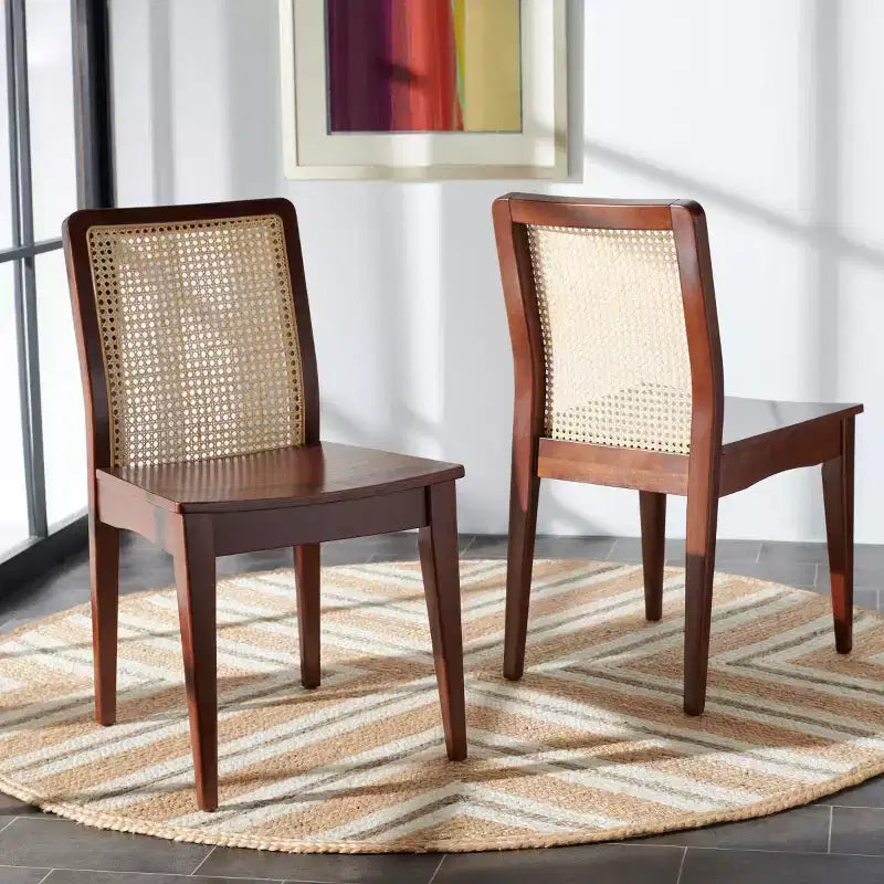 Sedie da pranzo in rattan intrecciato, set da 2 - Nero / Marrone scuro / Naturale / Bianco