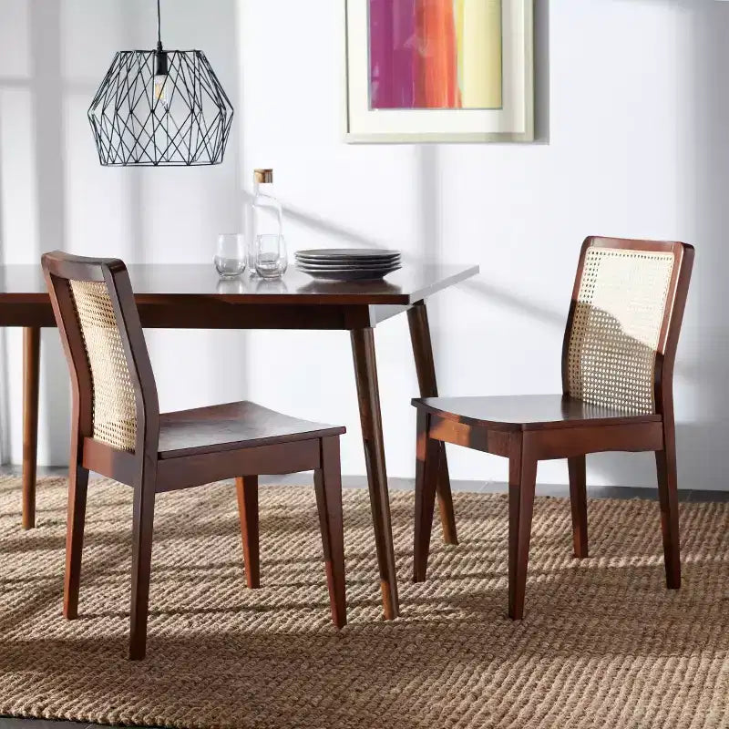 Sedie da pranzo in rattan intrecciato, set da 2 - Nero / Marrone scuro / Naturale / Bianco