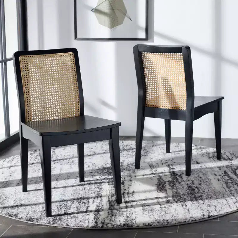 Sedie da pranzo in rattan intrecciato, set da 2 - Nero / Marrone scuro / Naturale / Bianco