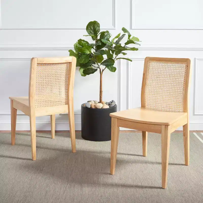 Sedie da pranzo in rattan intrecciato, set da 2 - Nero / Marrone scuro / Naturale / Bianco