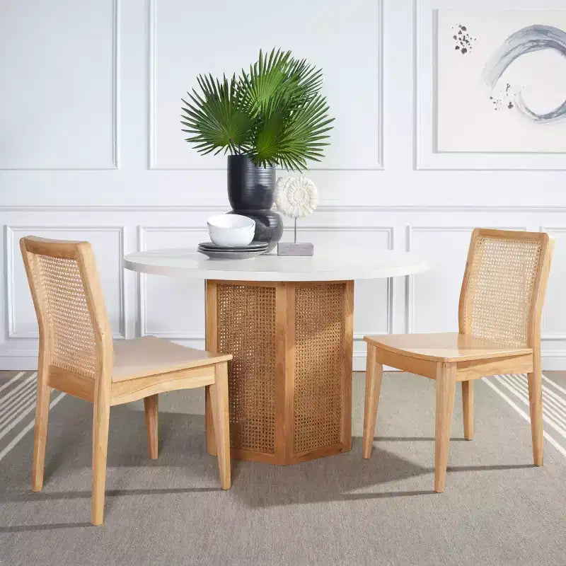 Sedie da pranzo in rattan intrecciato, set da 2 - Nero / Marrone scuro / Naturale / Bianco