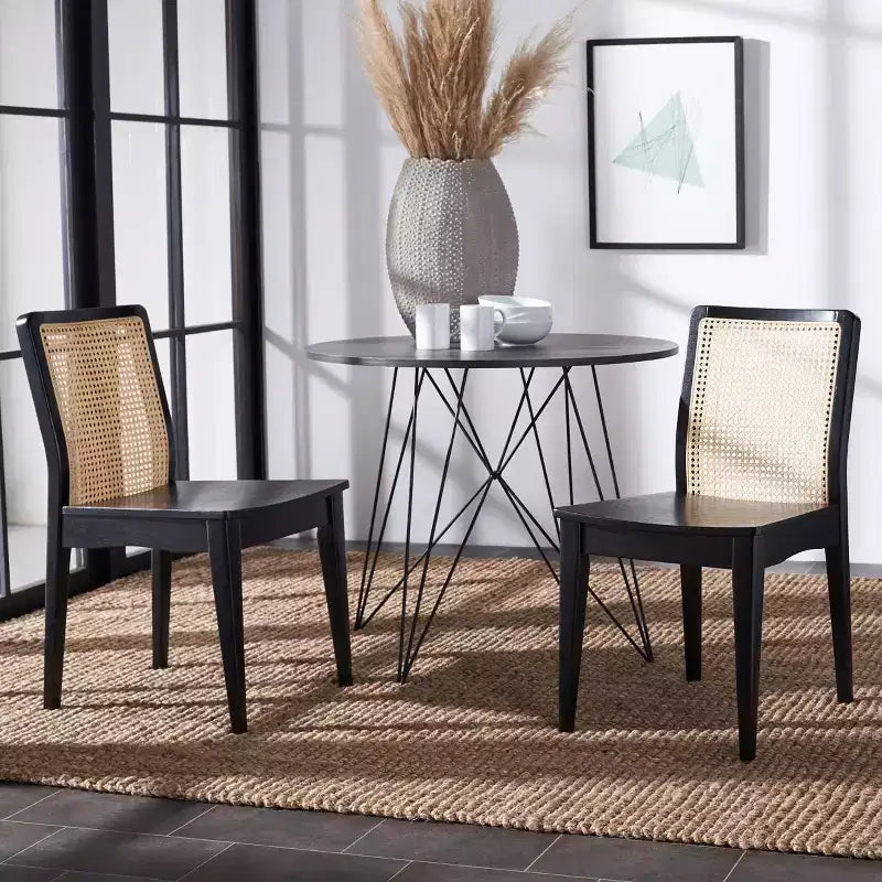 Sedie da pranzo in rattan intrecciato, set da 2 - Nero / Marrone scuro / Naturale / Bianco