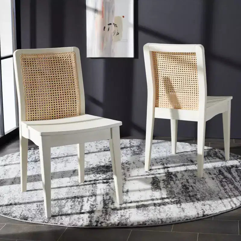 Sedie da pranzo in rattan intrecciato, set da 2 - Nero / Marrone scuro / Naturale / Bianco