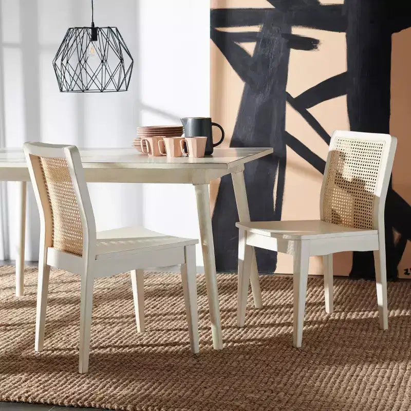 Sedie da pranzo in rattan intrecciato, set da 2 - Nero / Marrone scuro / Naturale / Bianco