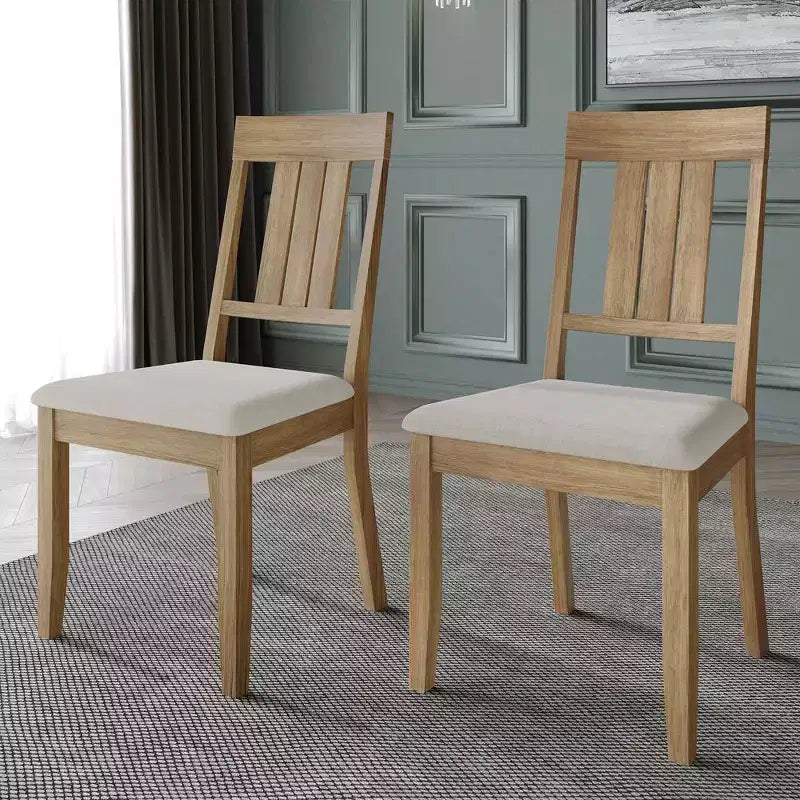 Sedie da pranzo imbottite in legno, set da 2 – Nero / Marrone / Grigio / Naturale / Bianco