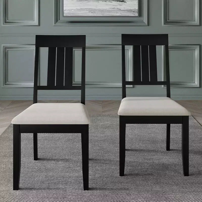 Sedie da pranzo imbottite in legno, set da 2 – Nero / Marrone / Grigio / Naturale / Bianco