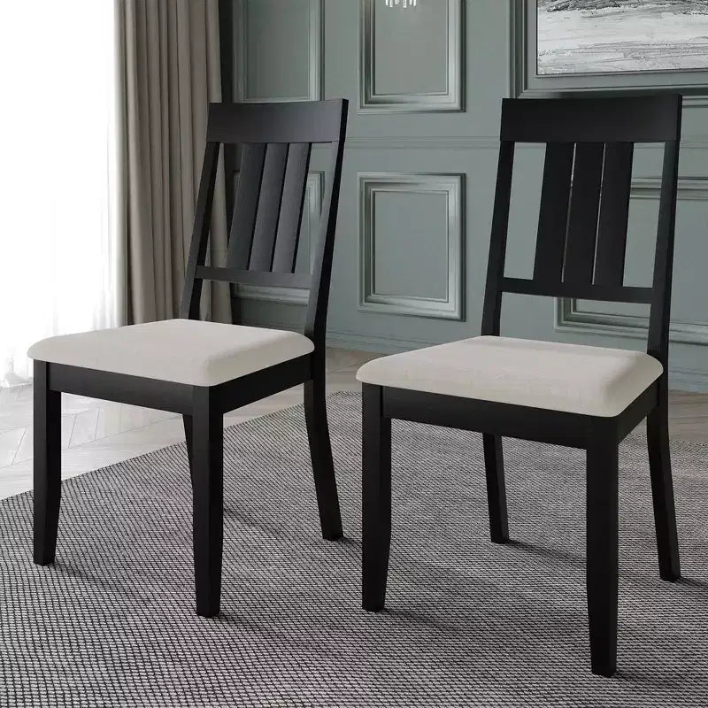 Sedie da pranzo imbottite in legno, set da 2 – Nero / Marrone / Grigio / Naturale / Bianco