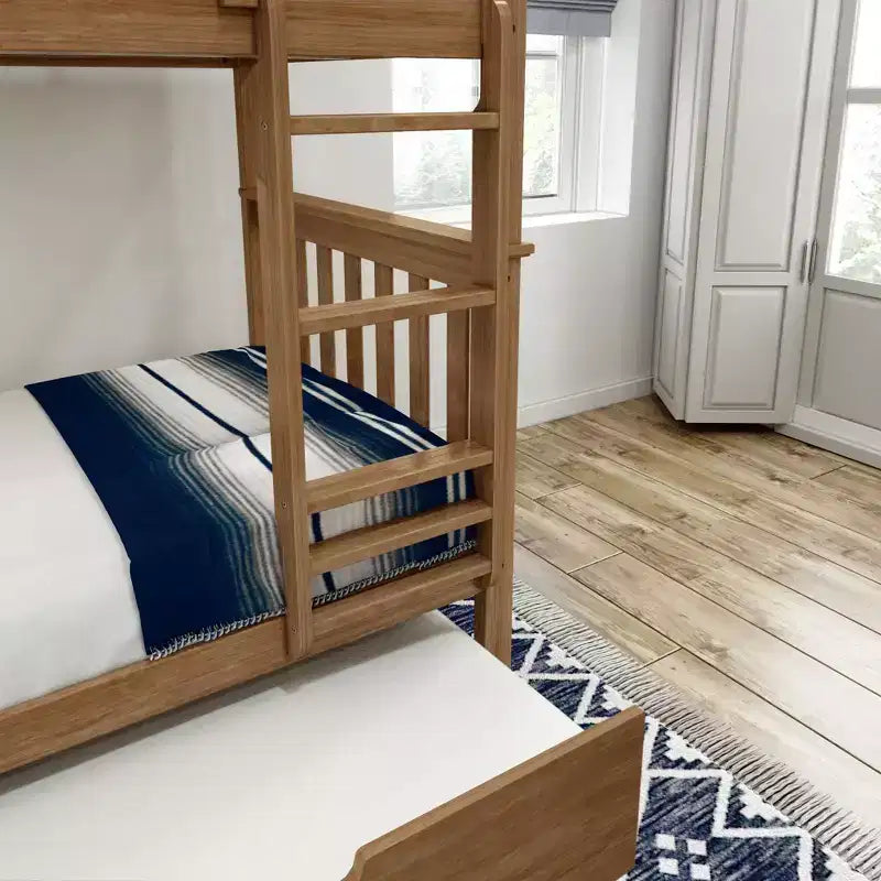 Letto a castello singolo su singolo con letto estraibile, legno massello, 3 posti letto – Blu / Espresso / Naturale / Pecan / Noce / Bianco