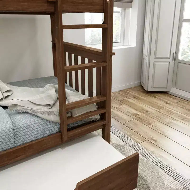 Letto a castello singolo su singolo con letto estraibile, legno massello, 3 posti letto – Blu / Espresso / Naturale / Pecan / Noce / Bianco
