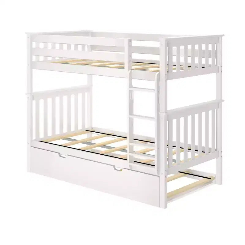 Letto a castello singolo su singolo con letto estraibile, legno massello, 3 posti letto – Blu / Espresso / Naturale / Pecan / Noce / Bianco
