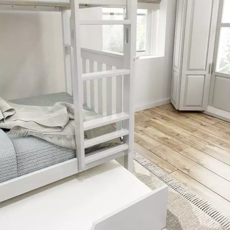 Letto a castello singolo su singolo con letto estraibile, legno massello, 3 posti letto – Blu / Espresso / Naturale / Pecan / Noce / Bianco